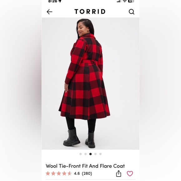 Torrid Red and Black Plaid Coat - Picture 3 of 5